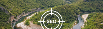 le gorges de l'ardeche avec une cycle indiquant SEO